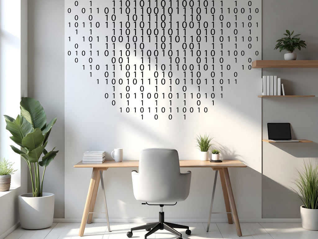 Binary Code Wall Decal, Technology Vinyl Wall Art Decal, Circuit Board Wall Decal, Office Wall Decor, Computer It Decor Office 762LU