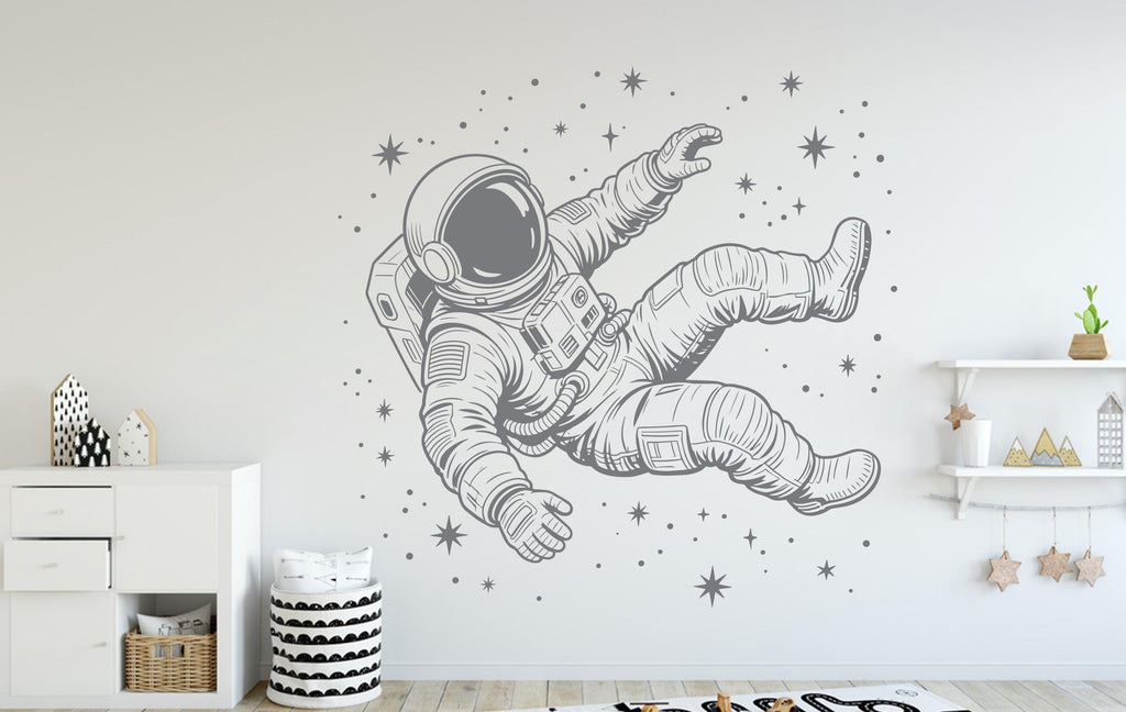 Astronaut Rocket Vinyl Wall Decal – Space Nursery Decor
