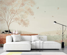 Load image into Gallery viewer, Blush Meadow Luxury Wallpaper Seamless Pattern, Romantic Watercolor Floral Landscape, Soft Pastel Wildflower Design for Elegant Interiors