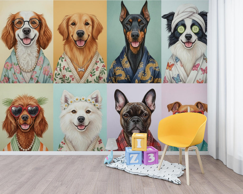 Grooming Salon Wallpaper | Dog SPA Wall Mural | Peel and stick