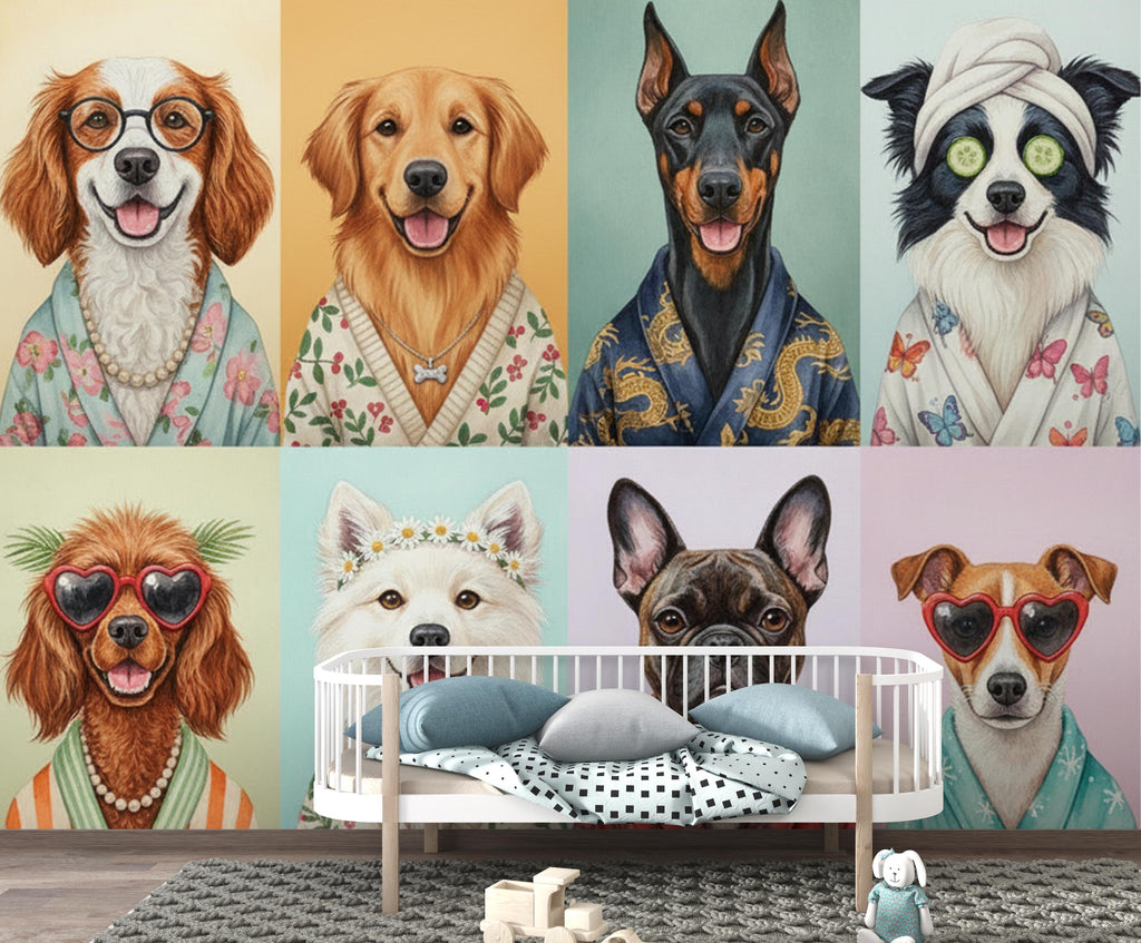 Grooming Salon Wallpaper | Dog SPA Wall Mural | Peel and stick