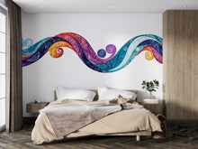 Load image into Gallery viewer, Colorful Abstract Wave Wall Mural, Modern Rainbow Wall Art, Artistic Wave Wallpaper, Peel and Stick Abstract Mural 474mv