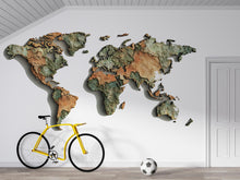Load image into Gallery viewer, World Map Wall Mural, Vintage Map Wallpaper, Textured World Map Wall Art, Travel Wall Decor, Adventure Bedroom Decor 476mv