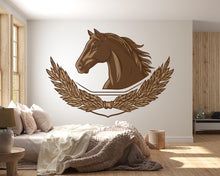 Load image into Gallery viewer, Horse Wall Mural, Equestrian Wall Art, Rustic Horse Wallpaper, Farmhouse Bedroom Wall Decor, Western Style Peel and Stick Wall Mural 480mv