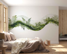 Load image into Gallery viewer, Green Forest Wall Mural, Botanical Landscape Wallpaper, Nature Wall Art, Modern Woodland Bedroom Decor, Nature Wall Mural 485mv