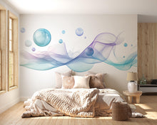 Load image into Gallery viewer, Abstract Wave Wall Mural, Pastel Fluid Wall Art, Modern Abstract Wallpaper, Blue Purple Wall Decor, Bedroom Peel and Stick Wall Mural 492mv