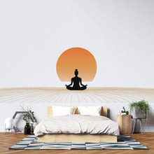 Load image into Gallery viewer, Meditation Wall Decal, Yoga Wall Decal, Zen Wall Sticker, Sunset Meditation Decal, Minimalist Yoga Wall Art, Spiritual Wall Decor, 501mv