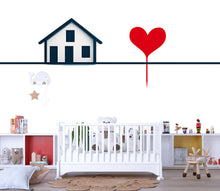 Load image into Gallery viewer, Home Heart Wall Decal, Love Home Wall Sticker, Minimalist House Wall Decal, Modern Family Wall Art, Living Room Wall Decal, 502mv