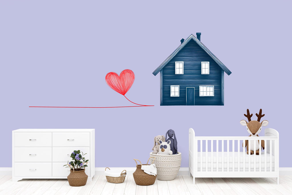 Home Heart Wall Decal, Love Home Wall Sticker, Minimalist House Wall Decal, Family Wall Art Decal, Modern Home Decor, 503mv