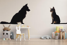 Load image into Gallery viewer, Dog Cat Wall Decal, Pet Wall Sticker, Dog and Cat Silhouette Decal, Animal Wall Art, Pet Lover Wall Decor, Modern Pet Wall Decal, 504mv