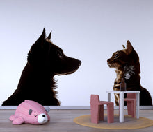 Load image into Gallery viewer, Dog and Cat Wall Decal, Pet Wall Sticker, Dog Cat Wall Art, Animal Wall Decal, Pet Lover Gift, Dog Cat Nursery Decor, Wall Decor, 505mv