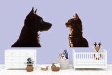 Load image into Gallery viewer, Dog and Cat Wall Decal, Pet Wall Sticker, Dog Cat Wall Art, Animal Wall Decal, Pet Lover Gift, Dog Cat Nursery Decor, Wall Decor, 505mv