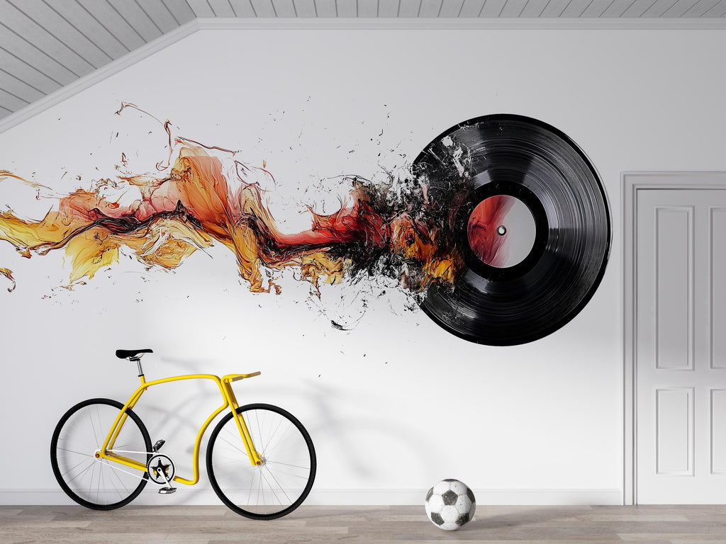 Vinyl Record Wall Decal, Music Wall Art Sticker, DJ Room Decor, Abstract Sound Wave Wall Decal, Music Lover Decor, Vinyl Wall Sticker, 511mv
