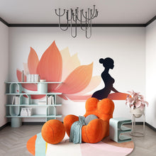 Load image into Gallery viewer, Yoga Wall Decal Lotus Flower, Meditation Wall Sticker, Woman Silhouette Wall Art, Yoga Studio Decor, Boho Wall Decal, Zen Decor, 001gm