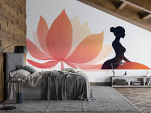 Load image into Gallery viewer, Yoga Wall Decal Lotus Flower, Meditation Wall Sticker, Woman Silhouette Wall Art, Yoga Studio Decor, Boho Wall Decal, Zen Decor, 001gm