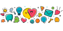 Load image into Gallery viewer, Cartoon Wall Decal Kids Room, Colorful Doodle Wall Sticker, Kids Wall Art, Teen Wall Decal, Comic Wall Decor, Playroom Wall Sticker, 005gm