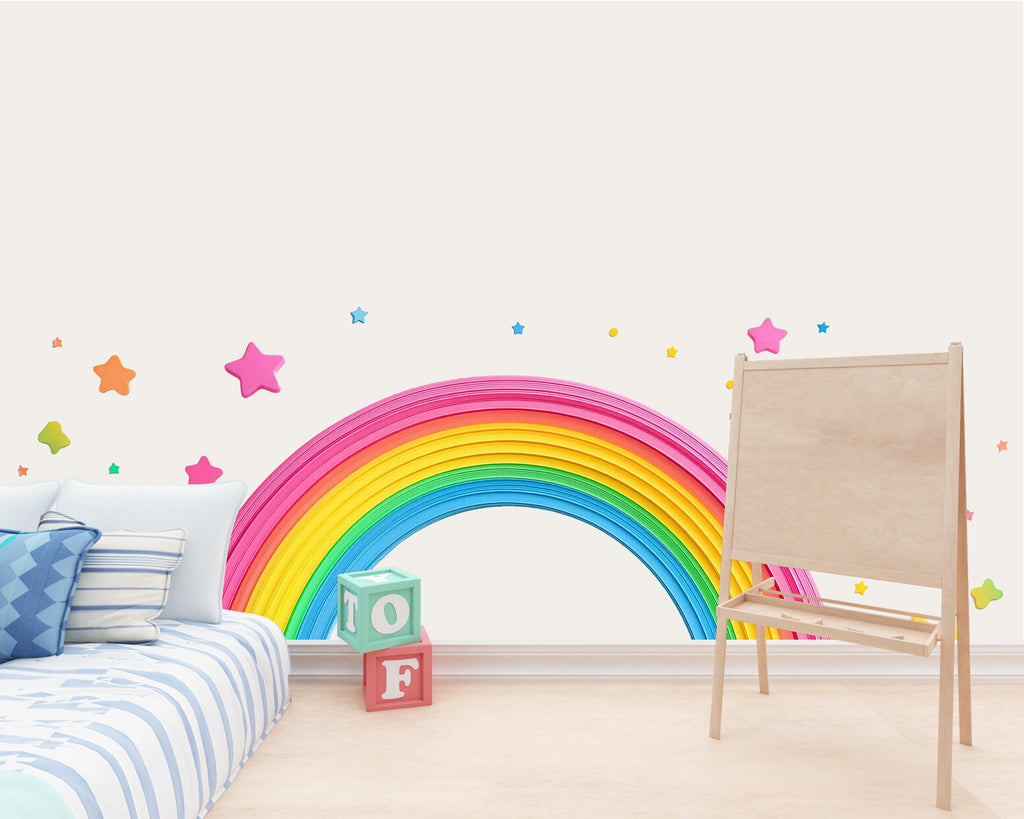 Rainbow Wall Decal Kids Room, Rainbow Wall Sticker, Nursery Rainbow Wall Art, Rainbow Wall Decor, Kids Decal, Playroom Wall Sticker, 007gm