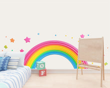 Load image into Gallery viewer, Rainbow Wall Decal Kids Room, Rainbow Wall Sticker, Nursery Rainbow Wall Art, Rainbow Wall Decor, Kids Decal, Playroom Wall Sticker, 007gm
