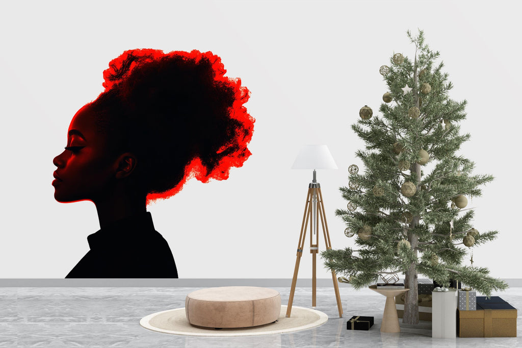 Woman Silhouette Wall Decal, Abstract Woman Wall Art, Modern Female Portrait Wall Sticker, Afro Woman Wall Decor,Minimalist Wall Decal 008gm