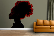 Load image into Gallery viewer, Woman Silhouette Wall Decal, Abstract Woman Wall Art, Modern Female Portrait Wall Sticker, Afro Woman Wall Decor,Minimalist Wall Decal 008gm
