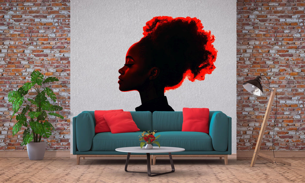 Woman Silhouette Wall Decal, Abstract Woman Wall Art, Modern Female Portrait Wall Sticker, Afro Woman Wall Decor,Minimalist Wall Decal 008gm