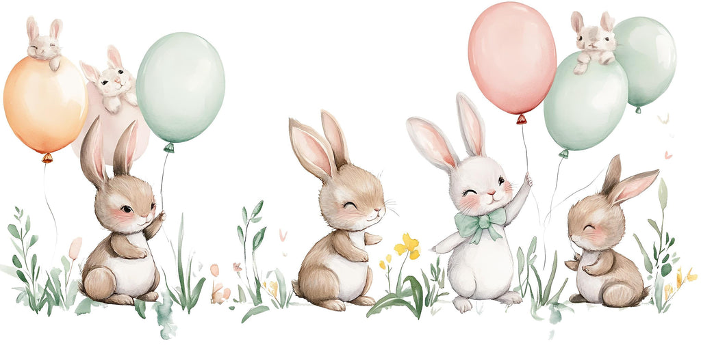 Bunny Wall Decal Nursery, Cute Rabbit Wall Sticker, Woodland Nursery Wall Art, Baby Room Wall Decor, Kids Room Animal Wall Decal, 010gm