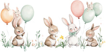 Load image into Gallery viewer, Bunny Wall Decal Nursery, Cute Rabbit Wall Sticker, Woodland Nursery Wall Art, Baby Room Wall Decor, Kids Room Animal Wall Decal, 010gm