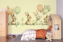 Load image into Gallery viewer, Bunny Wall Decal Nursery, Cute Rabbit Wall Sticker, Woodland Nursery Wall Art, Baby Room Wall Decor, Kids Room Animal Wall Decal, 010gm