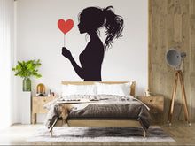 Load image into Gallery viewer, Woman Silhouette Wall Decal Heart, Romantic Wall Art Sticker, Modern Woman Wall Decor, Bedroom Wall Decal, Minimalist Wall Art, 011gm