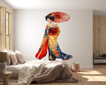 Load image into Gallery viewer, Geisha Wall Decal Japanese Art, Asian Woman Wall Sticker, Japanese Wall Art, Oriental Wall Decor, Kimono Wall Decal, Asian Wall Decor, 012gm