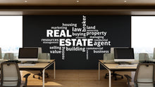 Load image into Gallery viewer, Real Estate Vinyl Wall Decal, Agent Realtor Broker Agency Office Idea Window Business Decor Art Sticker Mural, Real Estate word cloud 764LU