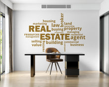 Load image into Gallery viewer, Real Estate Vinyl Wall Decal, Agent Realtor Broker Agency Office Idea Window Business Decor Art Sticker Mural, Real Estate word cloud 764LU