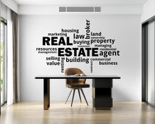 Load image into Gallery viewer, Real Estate Vinyl Wall Decal, Agent Realtor Broker Agency Office Idea Window Business Decor Art Sticker Mural, Real Estate word cloud 764LU
