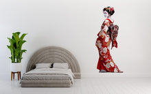 Load image into Gallery viewer, Geisha Wall Decal Japanese Woman, Kimono Wall Sticker, Japanese Wall Art, Asian Wall Decor, Geisha Decor, Oriental Wall Art Decal, 013gm