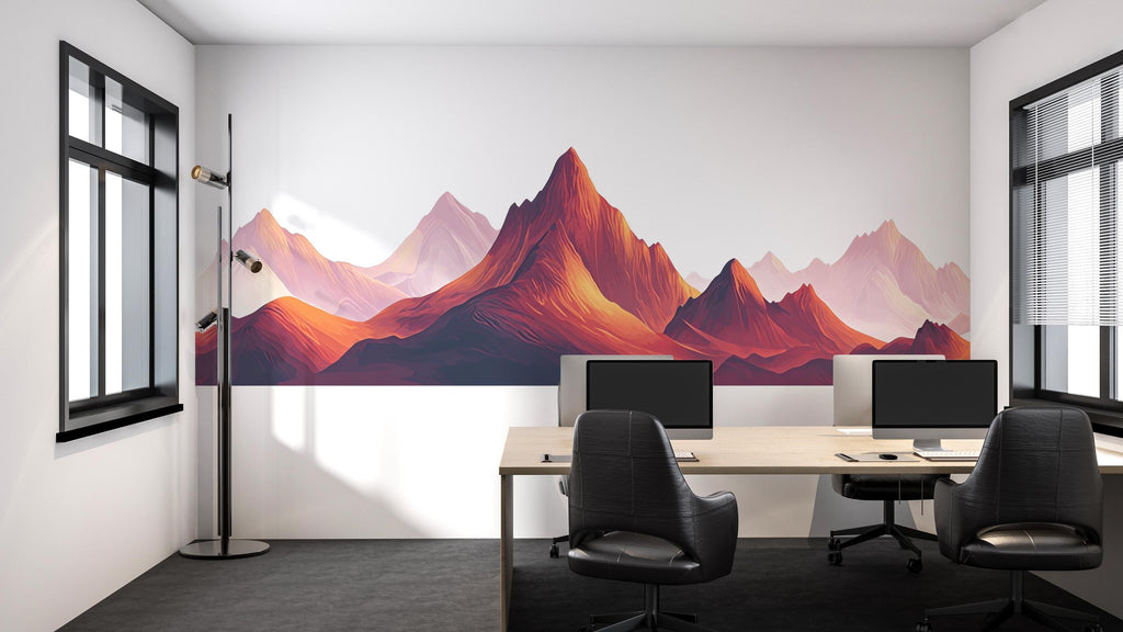 Mountain Wall Decal Landscape, Mountain Wall Art Sticker, Nature Wall Decor, Modern Mountain Wall Decal, Panorama Art, Wall Decor, 015gm