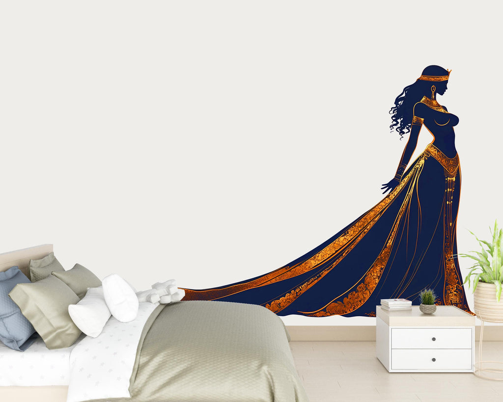 Goddess Wall Decal, Woman Silhouette Wall Sticker, Elegant Female Wall Art, Bedroom Wall Decal, Boho Wall Decor, Modern Wall Art, 021gm