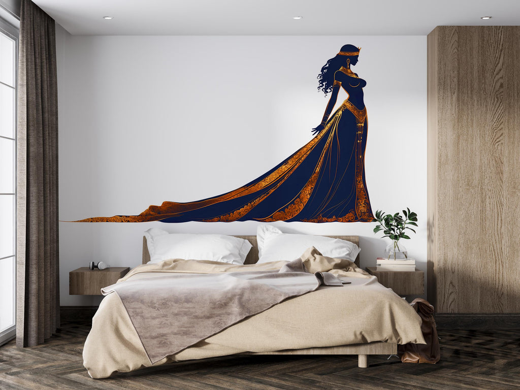 Goddess Wall Decal, Woman Silhouette Wall Sticker, Elegant Female Wall Art, Bedroom Wall Decal, Boho Wall Decor, Modern Wall Art, 021gm