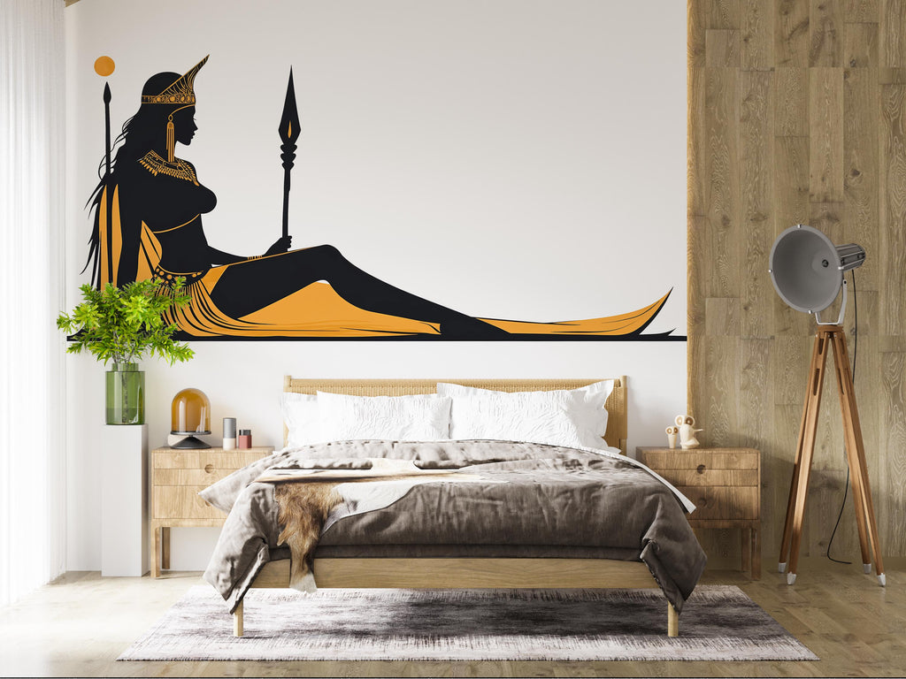 Egyptian Goddess Wall Decal, Cleopatra Wall Sticker, Egyptian Wall Art, Goddess Wall Decor, Bedroom Wall Decal, Egyptian Decor, 022gm