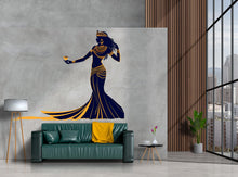 Load image into Gallery viewer, Egyptian Queen Wall Decal, Cleopatra Wall Sticker, Egyptian Goddess Wall Art, Large Woman Wall Decal, Wall Decor, Ancient Egypt Decor, 023gm