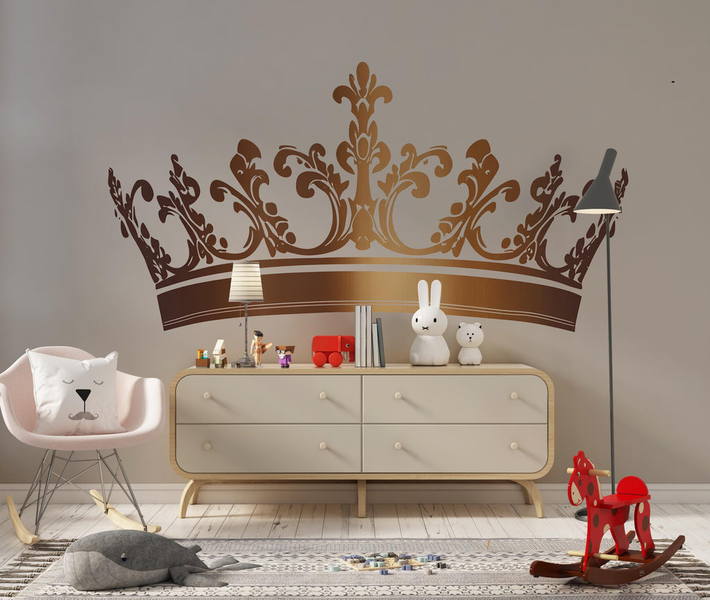Crown Wall Decal, Royal Wall Sticker, Princess Crown Wall Art, King Queen Crown Decor, Wall Decal, Royal Decor, Large Crown Wall Art, 025gm