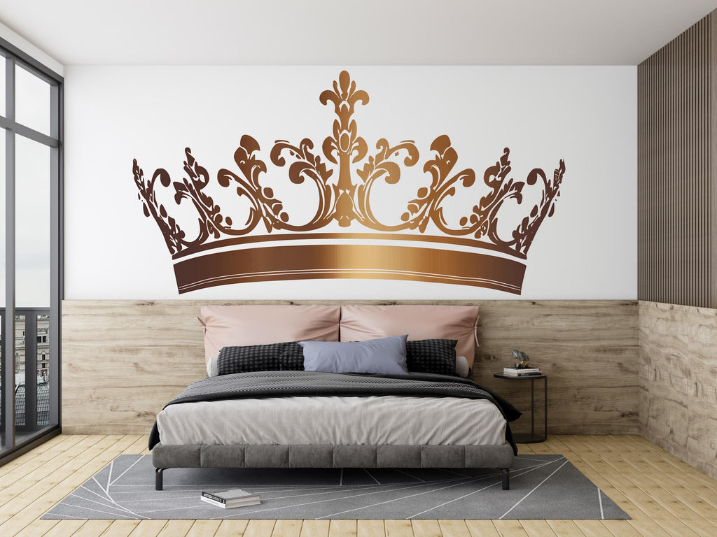 Crown Wall Decal, Royal Wall Sticker, Princess Crown Wall Art, King Queen Crown Decor, Wall Decal, Royal Decor, Large Crown Wall Art, 025gm