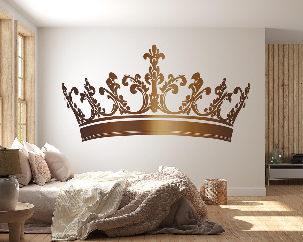 Crown Wall Decal, Royal Wall Sticker, Princess Crown Wall Art, King Queen Crown Decor, Wall Decal, Royal Decor, Large Crown Wall Art, 025gm