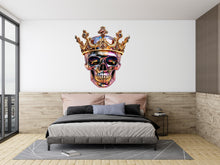 Load image into Gallery viewer, Skull Crown Wall Decal, Crowned Skull Wall Sticker, Gothic Skull Wall Art, King Skull Wall Decor, Skull Wall Decal, Edgy Wall Art Decor026gm