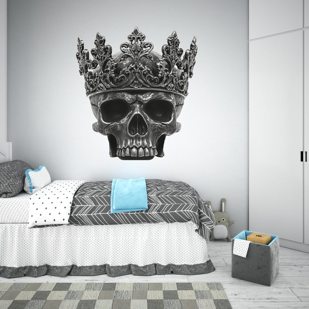 Crowned Skull Wall Decal, Skull Wall Sticker, Gothic Skull Wall Art, King Skull Wall Decor, Dark Aesthetic Wall Decal, Skull Wall Art 027gm