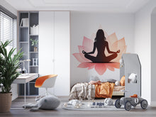 Load image into Gallery viewer, Yoga Lotus Wall Decal, Meditation Wall Sticker, Lotus Flower Wall Art, Yoga Wall Decor, Zen Wall Art, Yoga Studio Decor 028gm
