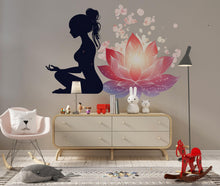 Load image into Gallery viewer, Yoga Lotus Wall Decal, Meditation Wall Sticker, Lotus Flower Wall Art, Yoga Wall Decor, Spiritual Wall Decal, Meditation Room Decor, 029gm