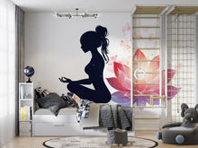 Load image into Gallery viewer, Yoga Lotus Wall Decal, Meditation Wall Sticker, Lotus Flower Wall Art, Yoga Wall Decor, Spiritual Wall Decal, Meditation Room Decor, 029gm