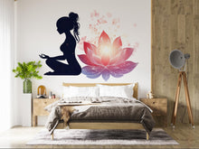 Load image into Gallery viewer, Yoga Lotus Wall Decal, Meditation Wall Sticker, Lotus Flower Wall Art, Yoga Wall Decor, Spiritual Wall Decal, Meditation Room Decor, 029gm