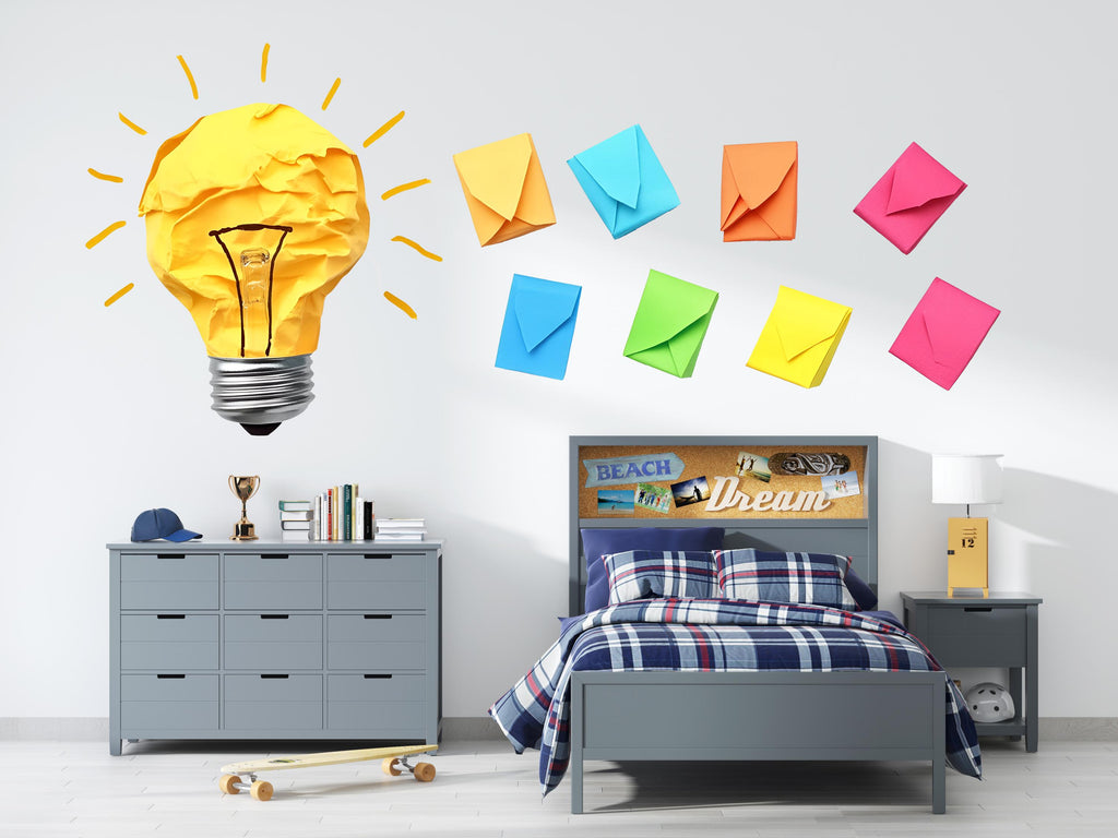 Light Bulb Wall Decal, Kids Learning Wall Art, Classroom Wall Decal, Idea Lightbulb Sticker, Kids Room Wall Decor, Study Room Decor, 031gm