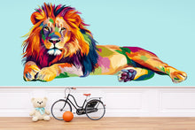Load image into Gallery viewer, Colorful Lion Wall Decal, Lion Wall Art, Modern Animal Wall Decor, Lion Wall Sticker, Safari Animal Wall Art, Rainbow Lion Wall Decal, 033gm